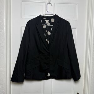 Chico’s Black Blazer Jacket Size 1 M/L One Button Career Work Polka Dot